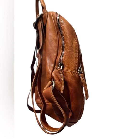 Vilenca Holland Genuine Leather Woven Backpack Cognac Brown main image 4